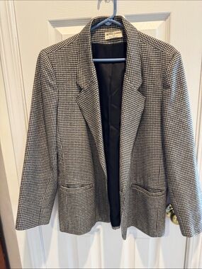 Alfred Dunner Black and White Houndstooth Blazer